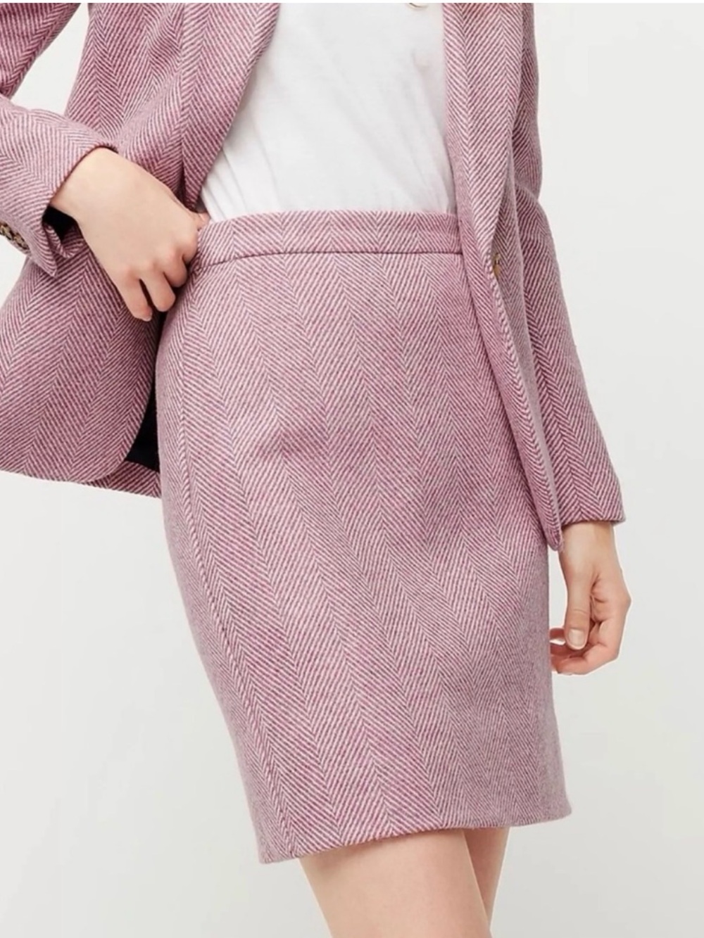 J. Crew Pink Herringbone Wool Skirt